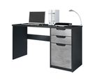 Bureau Noir Mat Et Aspect Métal Rugueux Mat  (lxhxp) : (129 X 76 X 60 Cm)