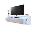 Meuble TV Blanc  Et Sable Laqué + LED (lxhxp) : 227 X 52 X 42