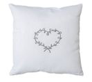 Coussin Déhoussable Au Cœur Brodé - 40x40 Cm - Blanc