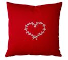 Coussin Déhoussable Au Cœur Brodé - 40x40 Cm - Rouge