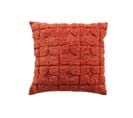 Coussin Déhoussable Aux Broderies - Effet Laine - 40x40 Cm - Brique