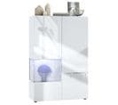 Vitrine Blanc Mat Et Brillant Insertion Blanche Laquée (lxhxp) : 91,5 X 136,5 X 37 Cm + LED Blanc