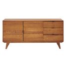 Buffet Bas Rétro En Bois Massif 2 Portes 3 Tiroirs L160 Noir - Mallet