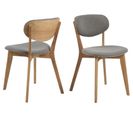 Chaises De Salle à Manger En Chêne Et Tissu Gris (lot De 2) - Mascha