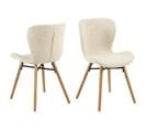 Chaises Tissu Bouclette Beige Et Bois Chêne (lot De 2) - Matilda