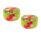 Pouf Rond En Tissu Aux Broderies Florales (lot De 2) - Acapulco