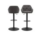 Tabouret De Bar En Tissu Et Pied Tulipe Métal Noir (lot De 2) - Brook