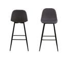 Tabouret De Bar En Tissu Piétement Oblique Métal Noir (lot De 2) - Willy