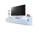 Meuble TV 227 Cm Blanc Brillant  + LED Rgb (lxhxp): 227 X 52 X 35  Cm