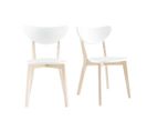 Chaises Scandinaves Blanc Et Bois Clair (lot De 2) Leena