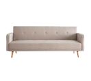 Canapé Convertible Scandinave 3 Places En Tissu Beige Et Bois Clair Ulla