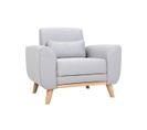 Fauteuil Scandinave En Tissu Gris Clair Et Bois Clair Ektor