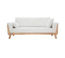 Canapé Scandinave 3 Places En Tissu Blanc Cassé Et Bois Clair Fjord