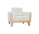 Fauteuil Scandinave En Tissu Blanc Cassé Et Bois Clair Fjord