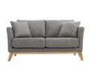 Canapé Scandinave Déhoussable 2 Places En Tissu Gris Clair Et Bois Clair Oslo