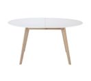 Table à Manger Extensible Ovale Blanche Et Bois Clair L150-200 Cm Leena