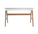 Bureau Avec Rangements 2 Tiroirs Scandinave Blanc Et Bois Clair Chêne L120 Cm Brook