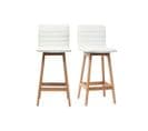 Tabouret De Bar Design Bois Et Blanc 65 Cm (lot De 2) Emma