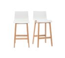 Tabourets De Bar Design Bois Et Blanc H65 Cm (lot De 2) New Surf