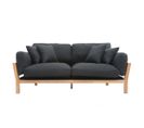 Canapé Scandinave Déhoussable 3 Places En Tissu Gris Anthracite Et Bois Clair Kyo