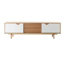 Meuble TV Scandinave Blanc Et Bois L180 Cm Acoustic