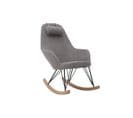 Rocking Chair Scandinave En Tissu Effet Velours Gris, Métal Noir Et Bois Clair Jhene