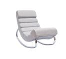 Rocking Chair Design En Tissu Gris Clair Et Acier Chromé Taylor