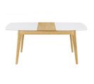 Table Extensible Rallonges Intégrées Rectangulaire Blanc Et Bois L140-180 Cm Meena