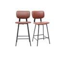 Tabourets De Bar Vintage Marron Clair Avec Pieds Métal 65 Cm (lot De 2) Lab