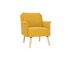 Fauteuil Scandinave En Tissu Effet Velours Jaune Moutarde Et Bois Clair Aeola