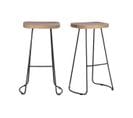 Tabourets De Bar Manguier Massif Et Métal 75 Cm (lot De 2) Runko