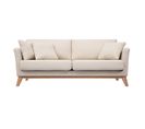 Canapé Scandinave Déhoussable 3 Places En Tissu Beige Et Bois Clair Oslo