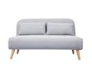 Banquette Convertible 2 Places En Tissu Gris Clair Et Bois Clair Amiko