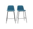 Tabourets De Bar Tissu Et Métal Bleu Canard 65 Cm (lot De 2) Saury