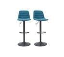 Tabourets De Bar Réglables En Tissu Et Métal Bleu Canard (lot De 2) Saury