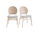 Chaises Scandinaves En Bois Clair Et Tissu Gris Clair (lot De 2) Elton