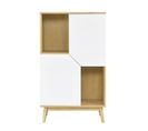 Buffet Haut Scandinave Bois Clair Et Blanc 2 Portes L70 Cm Talia