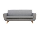 Canapé Scandinave 3 Places En Tissu Gris Clair Et Bois Clair Pure