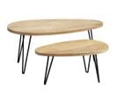 Tables Basses Gigognes Bois Manguier Massif Et Métal Noir (lot De 2) Vibes