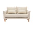 Canapé Scandinave 2 Places En Tissu Beige Et Bois Clair Kate