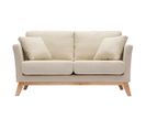 Canapé Scandinave Déhoussable 2 Places En Tissu Beige Et Bois Clair Oslo