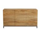 Buffet Industriel En Bois Manguier Massif Et Métal Noir 3 Portes L145 Cm Ypster