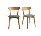 Chaises Vintage En Bois Clair Chêne Et Tissu Gris (lot De 2) Dove