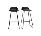 Tabourets De Bar Design Noirs H70 Cm (lot De 2) Ella