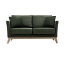 Canapé Scandinave Déhoussable 2 Places En Tissu Vert Kaki Et Bois Clair Oslo