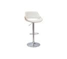 Tabouret De Bar Design Réglable Pivotant 360° Blanc Et Bois Clair Clash