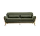 Canapé Scandinave 3 Places En Tissu Vert Kaki Et Bois Clair Yoko