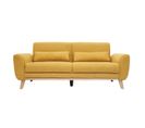 Canapé Scandinave 3 Places En Tissu Effet Velours Jaune Moutarde Et Bois Clair Ektor