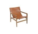 Fauteuil Ethnique Bois Teck Massif Et Cuir Marron Chilly