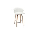 Tabouret De Bar Design Pivotant Blanc Et Bois Clair H65cm Albin